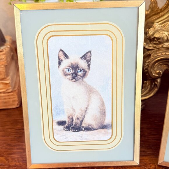 VTG set of Reverse paint brass frames with cats - Picture 12 of 12
